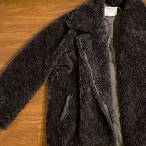 ANTHROPOLOGIE XL FAUX FUR AND LEATHER JACKET